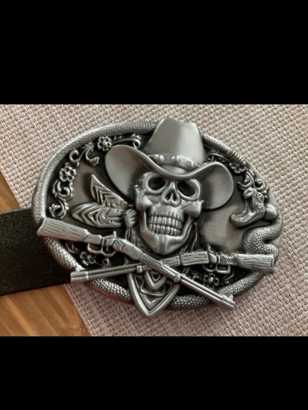 New western Cowboy Skull skeleton belt buckle
